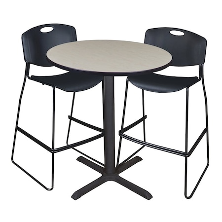 Cain Caf e Table & Chair Sets, 36 W, 36 L, 42 H, Maple MPN:TCB36RNDPL4495BK