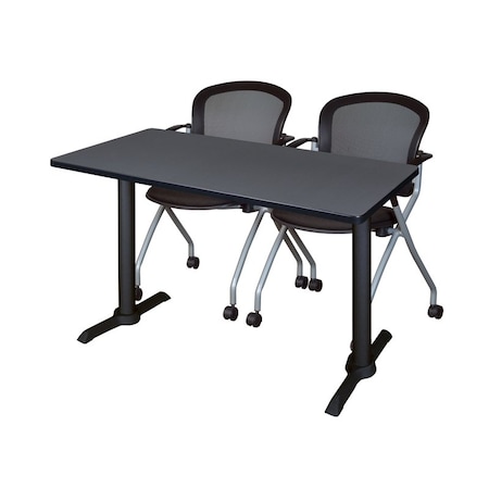 Rectangle Tables > Training Tables > Cain Training Table & Chair Sets, 48 W, 24 L, 29 H, Grey MPN:MTRCT4824GY23BK