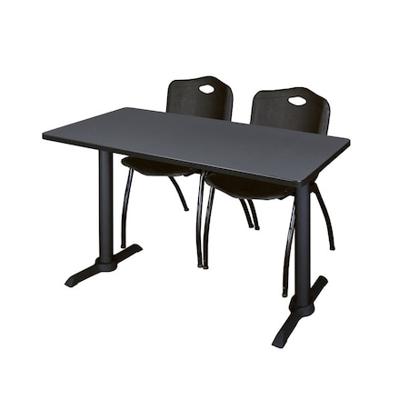 Rectangle Tables > Training Tables > Cain Training Table & Chair Sets, 48 W, 24 L, 29 H, Grey MPN:MTRCT4824GY47BK