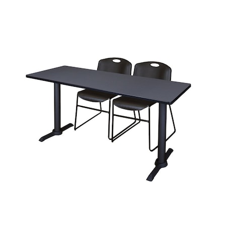 Rectangle Tables > Training Tables > Cain Training Table & Chair Sets, 60 W, 24 L, 29 H, Grey MPN:MTRCT6024GY44BK