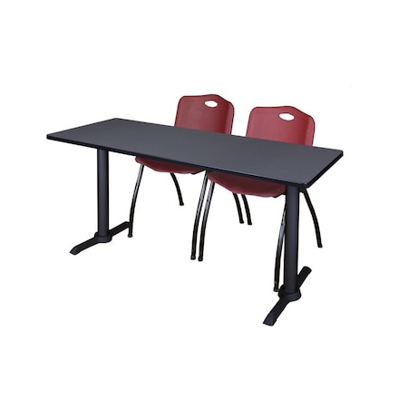 Rectangle Tables > Training Tables > Cain Training Table & Chair Sets, 60 W, 24 L, 29 H, Grey MPN:MTRCT6024GY47BY