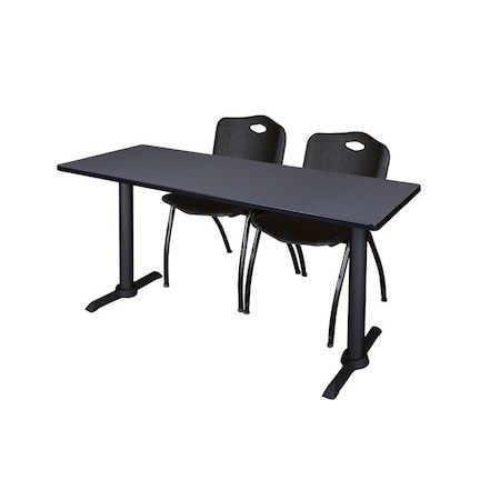 Rectangle Tables > Training Tables > Cain Training Table & Chair Sets, 66 W, 24 L, 29 H, Grey MPN:MTRCT6624GY47BK