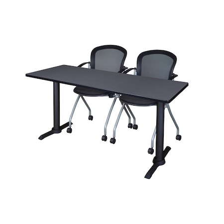 Rectangle Tables > Training Tables > Cain Training Table & Chair Sets, 72 W, 24 L, 29 H, Grey MPN:MTRCT7224GY23BK