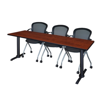 Rectangle Tables > Training Tables > Cain Training Table & Chair Sets, 84 W, 24 L, 29 H, Cherry MPN:MTRCT8424CH23BK