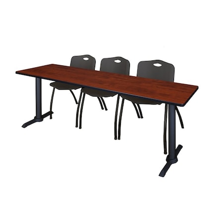 Rectangle Tables > Training Tables > Cain Training Table & Chair Sets, 84 W, 24 L, 29 H, Cherry MPN:MTRCT8424CH47BK