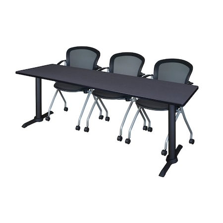 Rectangle Tables > Training Tables > Cain Training Table & Chair Sets, 84 W, 24 L, 29 H, Grey MPN:MTRCT8424GY23BK