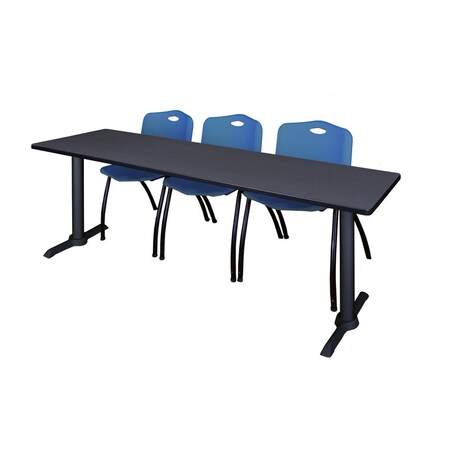 Rectangle Tables > Training Tables > Cain Training Table & Chair Sets, 84 W, 24 L, 29 H, Grey MPN:MTRCT8424GY47BE