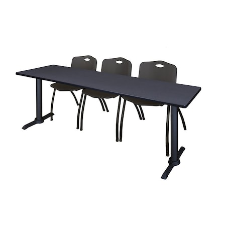 Rectangle Tables > Training Tables > Cain Training Table & Chair Sets, 84 W, 24 L, 29 H, Grey MPN:MTRCT8424GY47BK