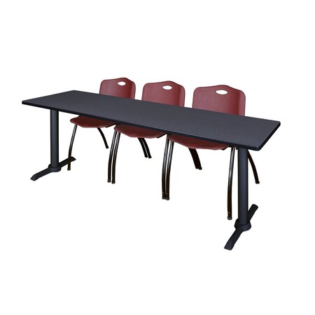 Rectangle Tables > Training Tables > Cain Training Table & Chair Sets, 84 W, 24 L, 29 H, Grey MPN:MTRCT8424GY47BY