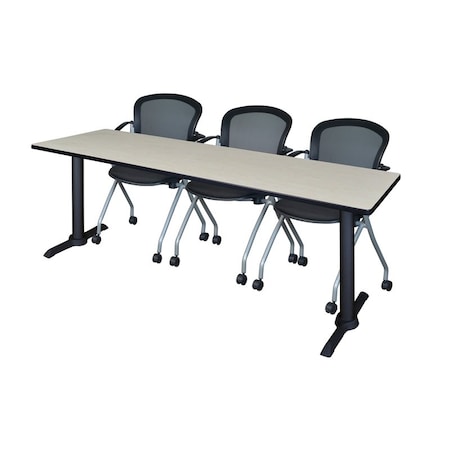 Rectangle Tables > Training Tables > Cain Training Table & Chair Sets, 84 W, 24 L, 29 H, Maple MPN:MTRCT8424PL23BK