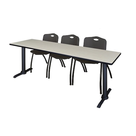 Rectangle Tables > Training Tables > Cain Training Table & Chair Sets, 84 W, 24 L, 29 H, Maple MPN:MTRCT8424PL47BK