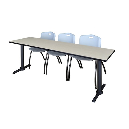 Rectangle Tables > Training Tables > Cain Training Table & Chair Sets, 84 W, 24 L, 29 H, Maple MPN:MTRCT8424PL47GY