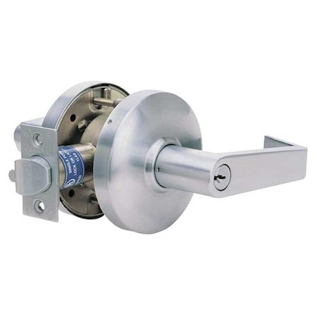 Grade 1 Cylindrical Lock, 02-Store Lock, GN-Lever, Round Rose, Satin Chrome, 2-3/4 Inch Backset, MPN:GN02-26D