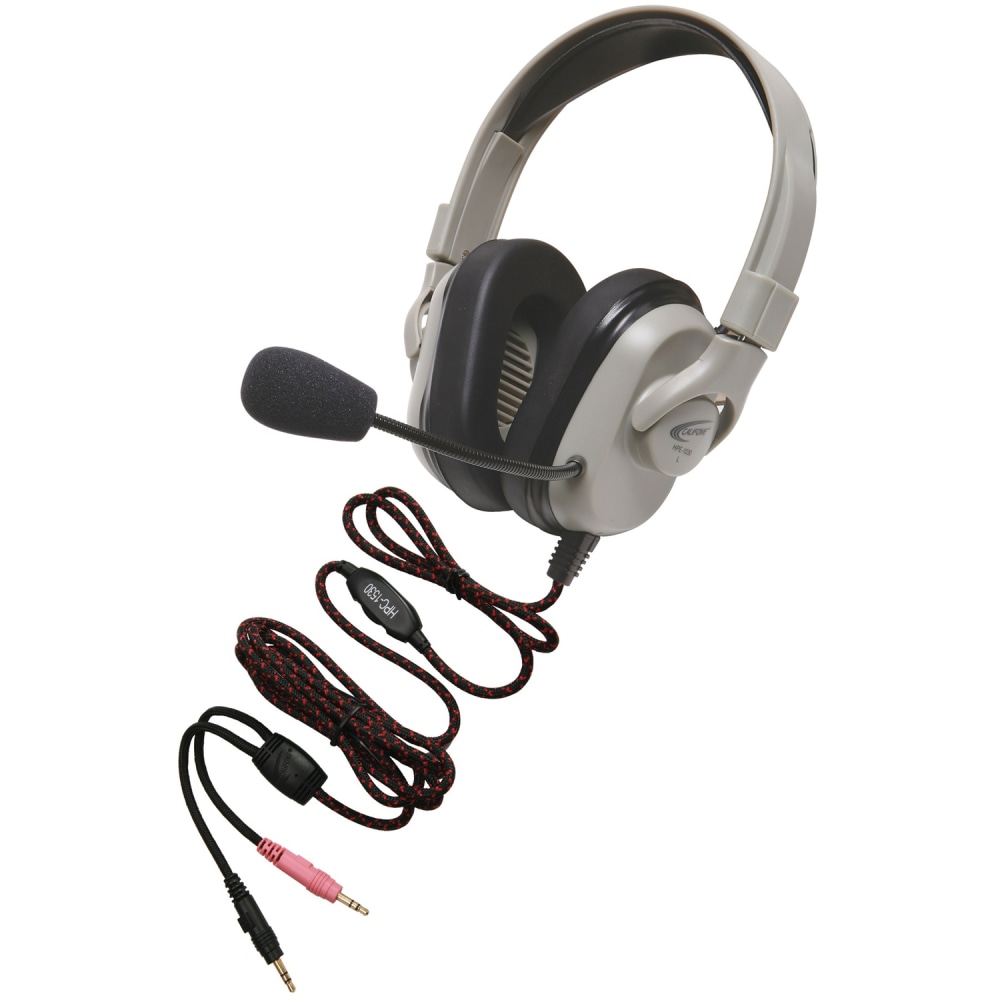 Califone Headset, Rechargeable, Vol Cntrl, Mic, Via Ergoguys - Stereo - USB - Wired - 50 Ohm - 20 Hz - 20 kHz - Over-the-head - Binaural - Circumaural - 6 ft Cable - Noise Reduction Microphone - Noise Canceling - Gray MPN:HPK-1530