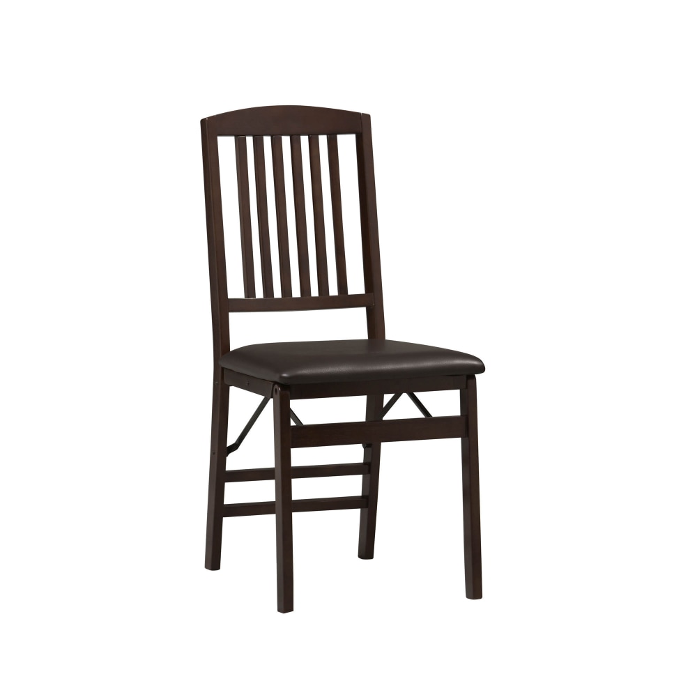 Linon Triena Faux Leather Folding Chairs, Dark Brown/Espresso, Set Of 2 Chairs MPN:01825ESP-02-AS-U