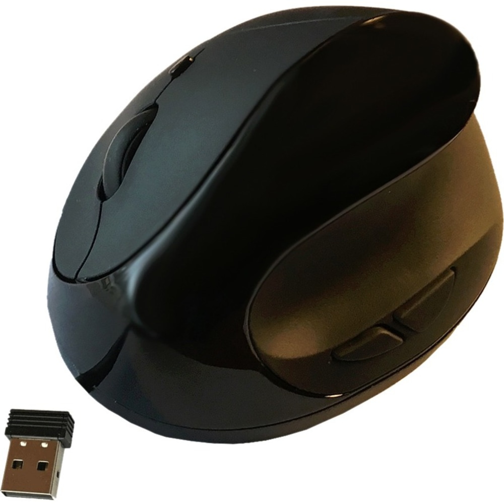 COMFI II WIRELESS ERGONOMIC COMPUTER MOUSE BLACK - Optical - Wireless - Black - USB - 2000 dpi - Scroll Wheel - 5 Button(s) - Right-handed - 1 MPN:EM011-BKW