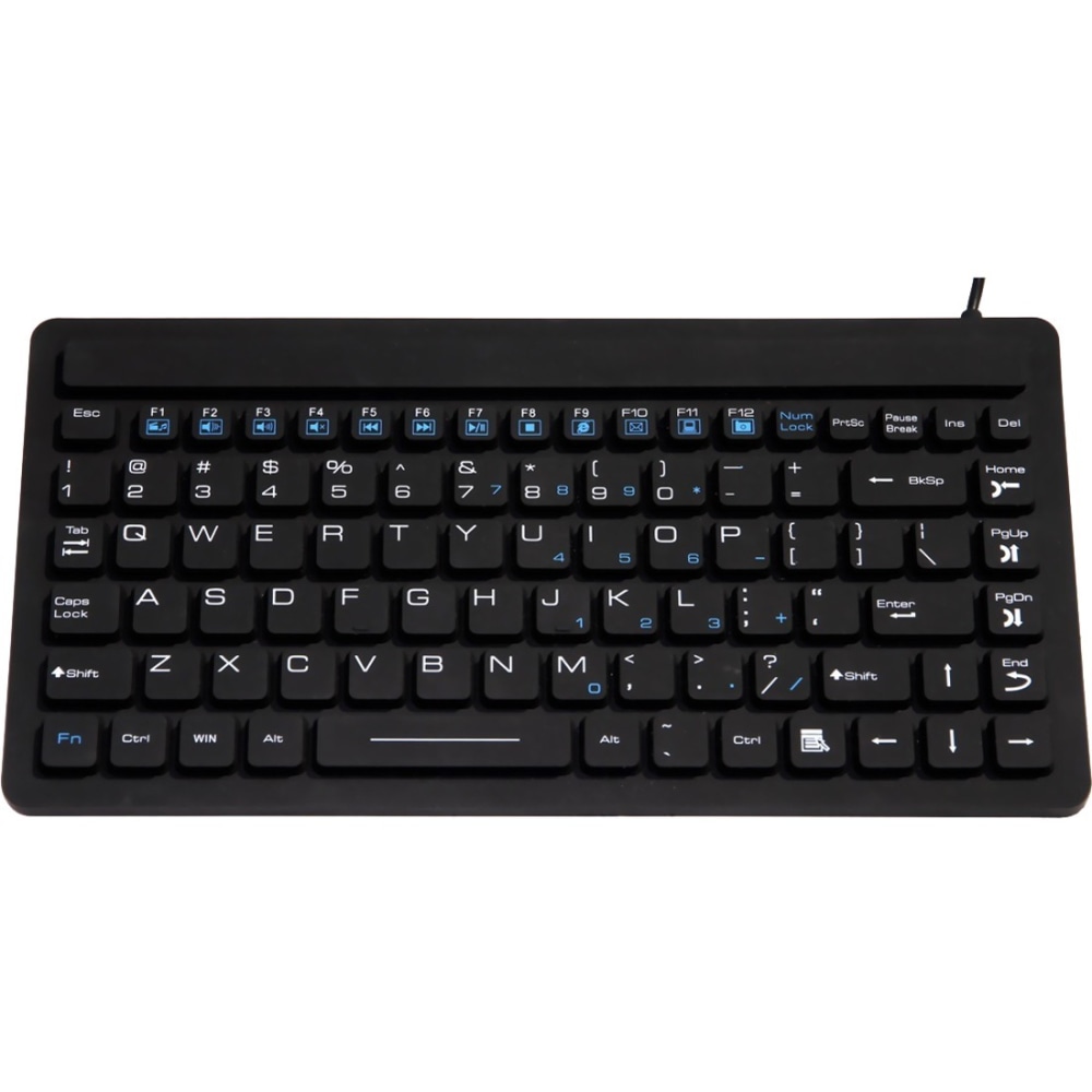 DSI WATERPROOF IP68 MINI USB SILICONE AND WASHABLE KEYBOARD - Cable Connectivity - USB Interface - 86 Key - Windows, PC - Black MPN:KB-JH-88