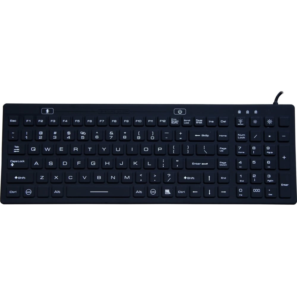 DSI WATERPROOF IP68 SILICONE FULL SIZE KEYBOARD WITH LED BACKLIT - Cable Connectivity - USB Interface - 100 Key - TouchPad - Windows - Black MPN:KB-JH-IKB106BL