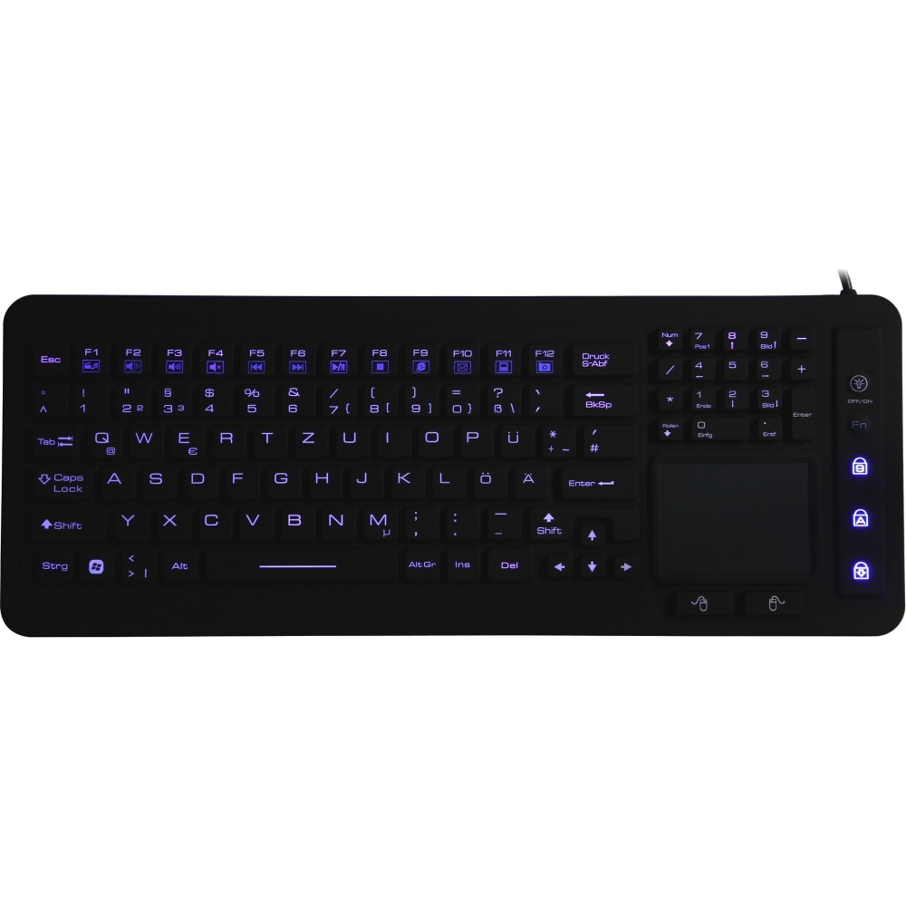 DSI WATERPROOF IP68 FULL SIZE LED BACKLIT KEYBOARD WITH TOUCHPAD - Cable Connectivity - USB Interface - KBJHIKB98BL MPN:KB-JH-IKB98BL