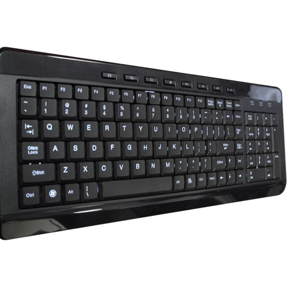 AVS Gear Black Multimedia LED Luminescent USB Keyboard with Light Switch (Min Order Qty 2) MPN:W9868BL