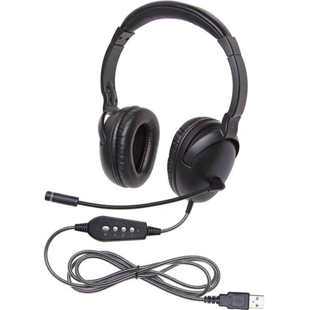 Califone NeoTech Plus 1017MUSB Headset - Stereo - USB - Wired - 32 Ohm - 20 Hz - 20 kHz - Over-the-head - Binaural - Circumaural - 6 ft Cable - Noise Reduction, Electret, Condenser, Uni-directional Microphone - Black MPN:1017MUSB