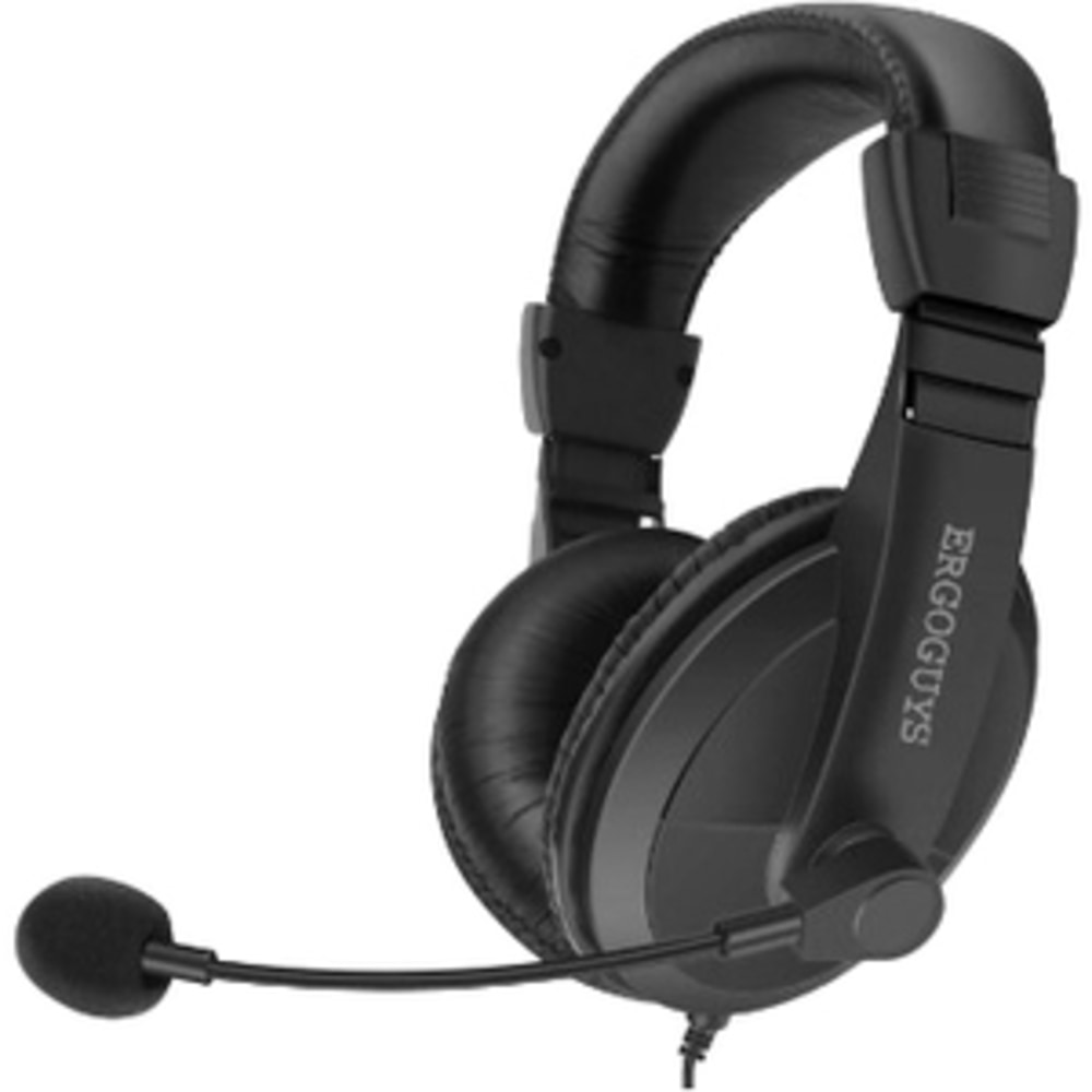 Ergoguys Black Lightweight Headset with Adjustable Mic - Mini-phone (3.5mm) - Wired - 9 Ohm - 10 Hz - EG55BLK MPN:EG-55BLK