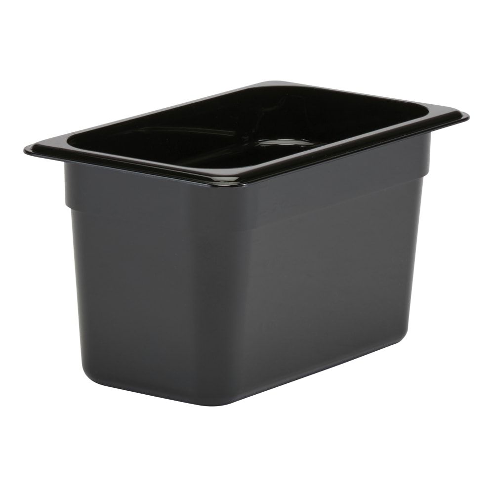 Cambro Camwear GN 1/4 Size 6in Food Pans, 6inH x 6-3/8inW x 10-1/2inD, Black, Set Of 6 Pans MPN:46CW110
