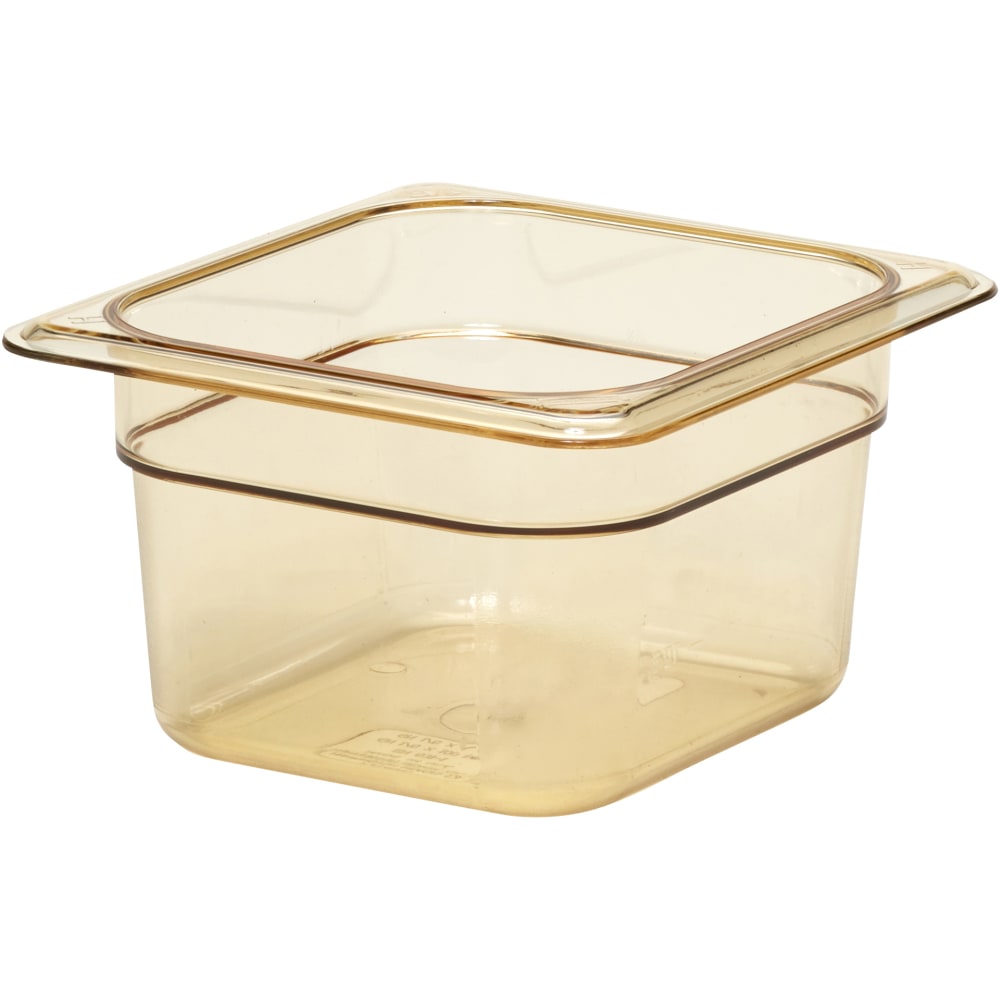 Cambro H-Pan High-Heat GN 1/6 Food Pans, 4inH x 6-3/8inW x 6-15/16inD, Amber, Pack Of 6 Pans MPN:64HP150