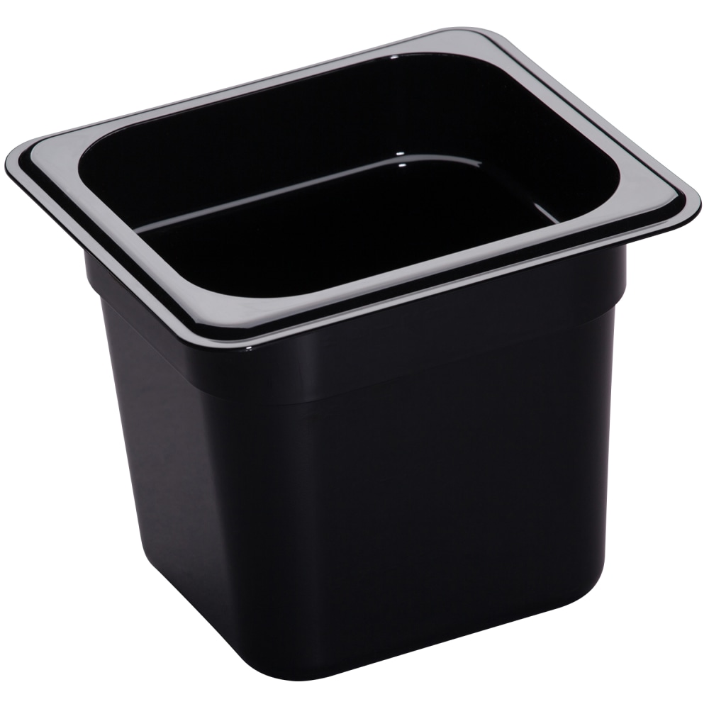 Cambro H-Pan High-Heat GN 1/6 Food Pans, 6inH x 6-3/8inW x 6-15/16inD, Black, Pack Of 6 Pans MPN:66HP110