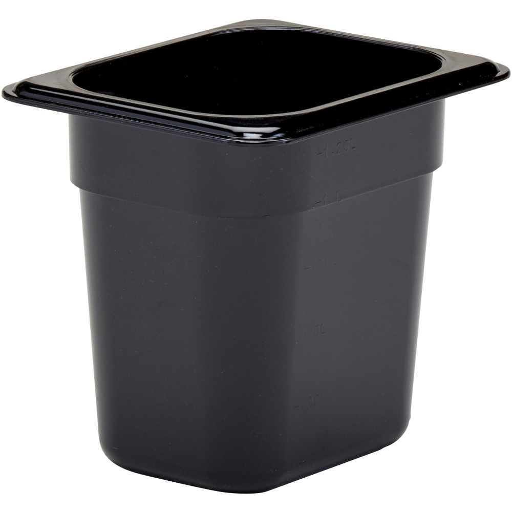 Cambro H-Pan High-Heat GN 1/8 Food Pans, 6inH x 5-3/16inW x 6-5/16inD, Black, Pack Of 6 Pans MPN:86HP110