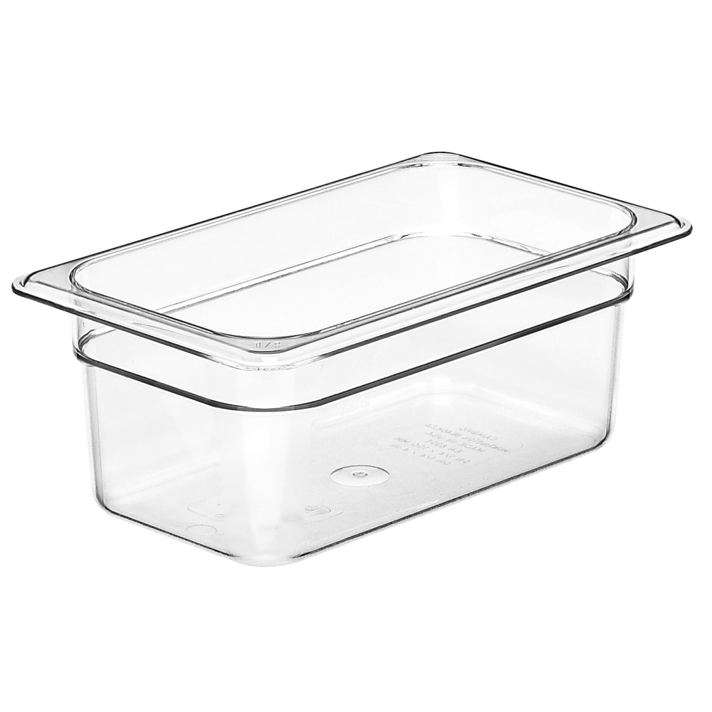Cambro Camwear GN 1/4 Size 4in Food Pans, 4inH x 6-3/8inW x 10-1/2inD, Clear, Set Of 6 Pans MPN:CAM44CW135.