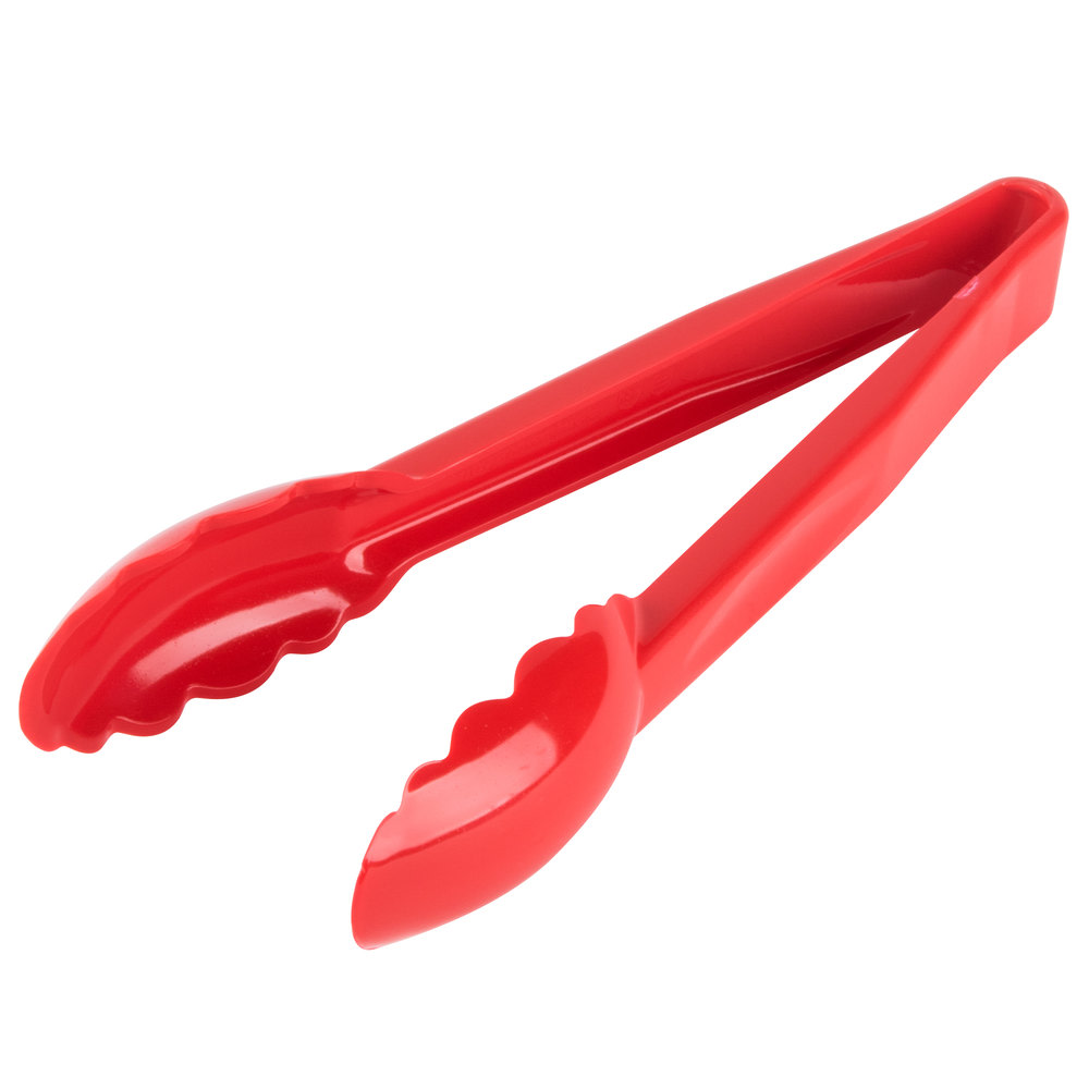 Cambro Plastic Tongs, Scallop Grip, 9in, Red, Pack Of 12 Tongs MPN:9TGS404