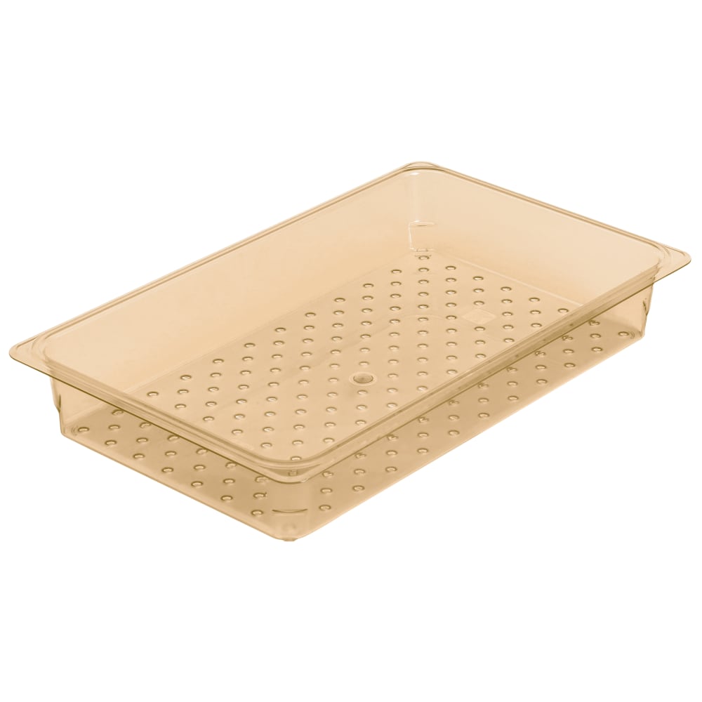 Cambro H-Pan High Heat GN 1/1 Colander Pans, 3inH x 12-3/4inW x 20-7/8inD, Amber, Pack Of 6 Pans MPN:13CLRHP150