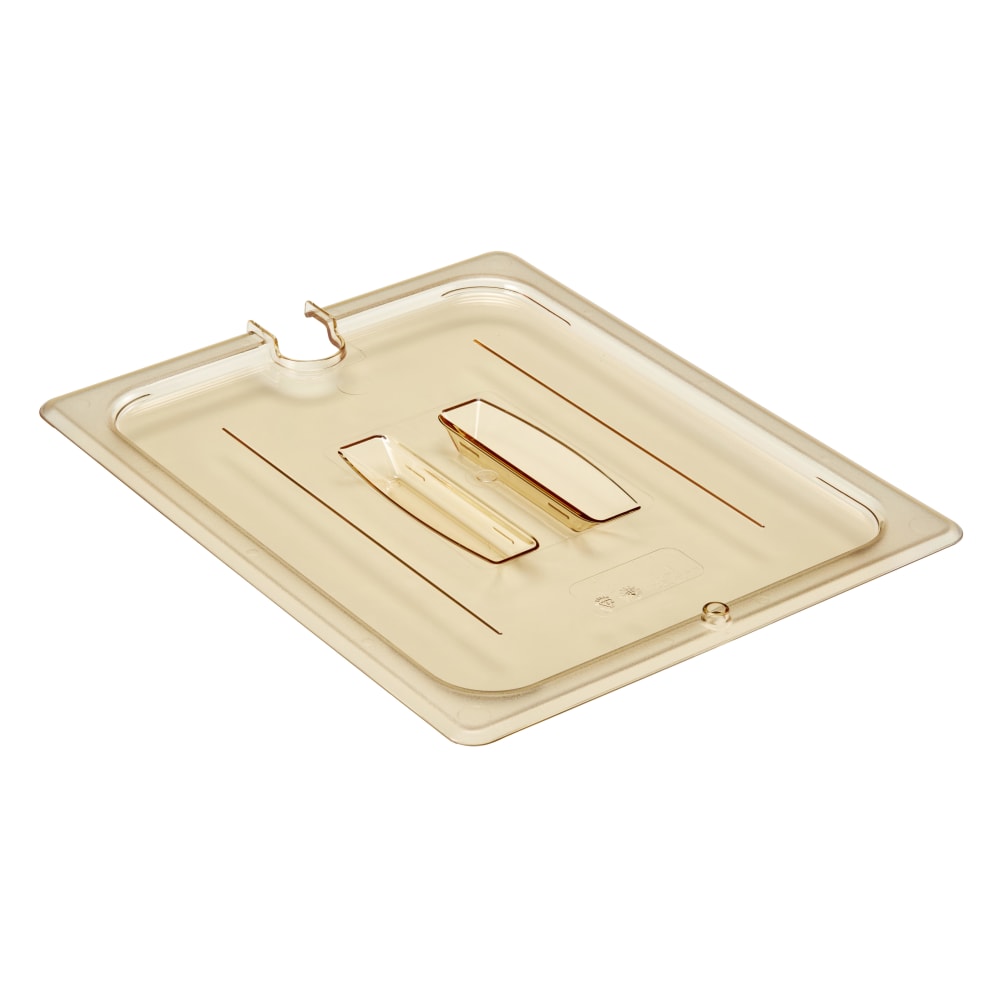 Cambro Camwear 1/2 H-Pan Notched Food Pan Lids With Handles, Amber, Set Of 6 Lids MPN:20HPCHN150