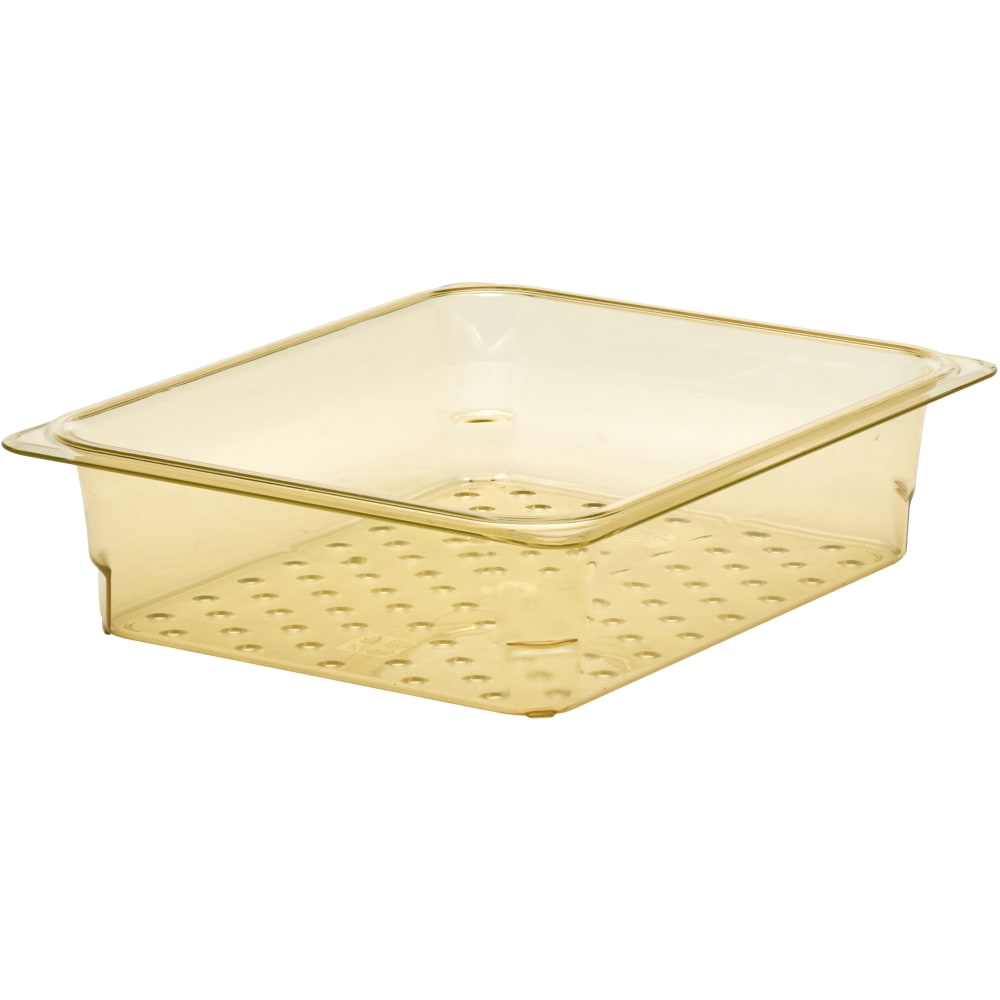 Cambro H-Pan High-Heat GN 1/2 Colander Pans, 3inH x 10-7/16inW x 12-3/4inD, Amber, Pack Of 6 Pans MPN:23CLRHP150