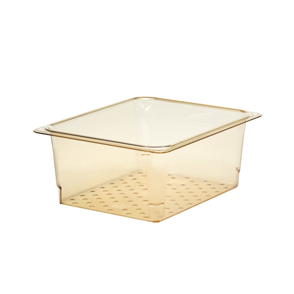 Cambro H-Pan High-Heat GN 1/2 Colander Pans, 5inH x 10-7/16inW x 12-3/4inD, Amber, Pack Of 6 Pans MPN:25CLRHP150