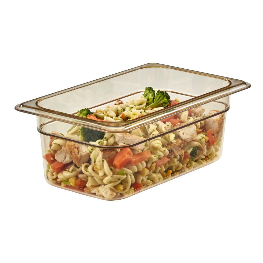 Cambro H-Pan High-Heat GN 1/4 Food Pans, 4inH x 6-3/8inW x 10-7/16inD, Black, Pack Of 6 Pans MPN:44HP110