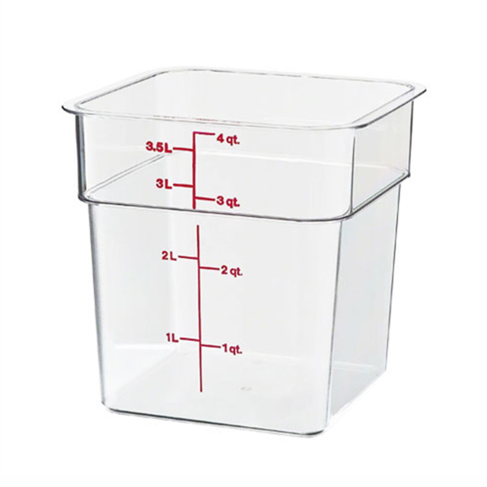 Cambro Food Storage Container, 7 3/8inH x 7 1/4inW x 7 1/4inD, 4 Qt, Clear MPN:4SFSCW135