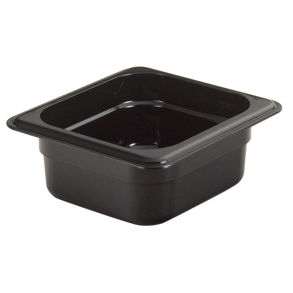 Cambro H-Pan High-Heat GN 1/6 Food Pans, 2inH x 6-3/8inW x 6-15/16inD, Black, Pack Of 6 Pans MPN:62HP110