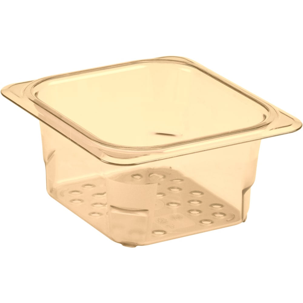 Cambro H-Pan High-Heat GN 1/6 Colander Pans, 3inH x 6-3/8inW x 6-15/16inD, Amber, Pack Of 6 Pans MPN:63CLRHP150