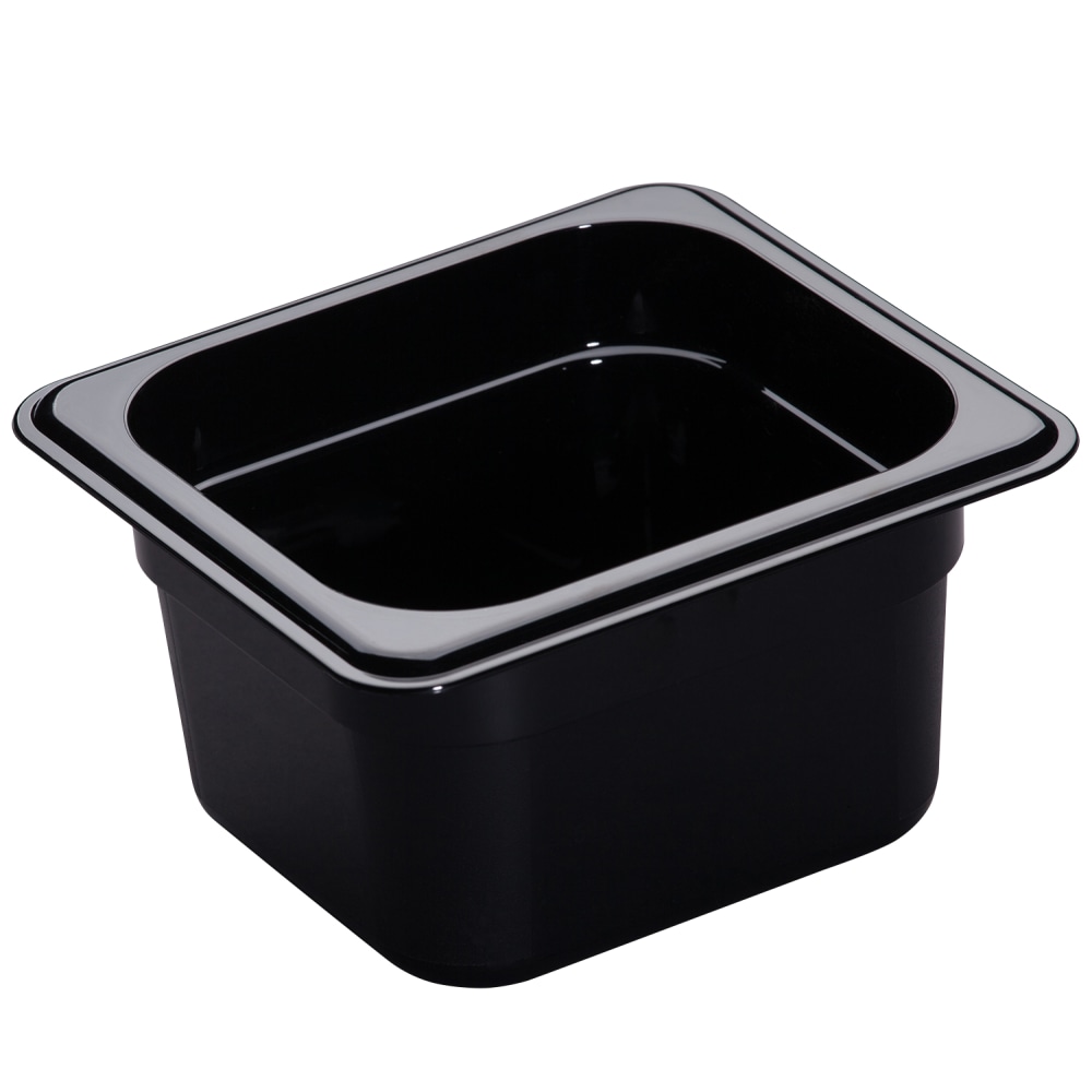 Cambro H-Pan High-Heat GN 1/6 Food Pans, 4inH x 6-3/8inW x 6-15/16inD, Black, Pack Of 6 Pans MPN:64HP110