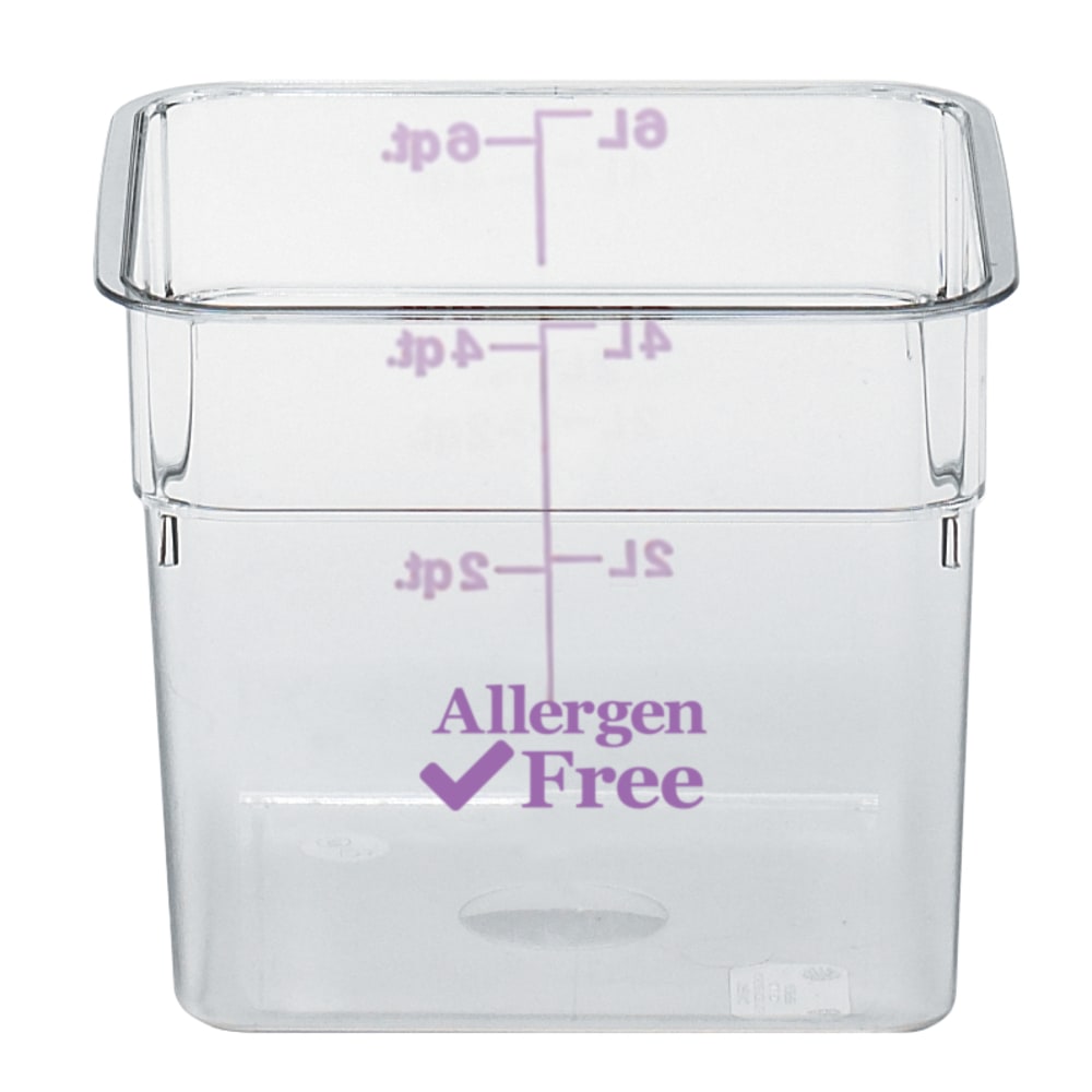 Cambro Camwear 6-Quart CamSquare Storage Containers, Allergen-Free Purple, Set Of 6 Containers MPN:6SFSCW441