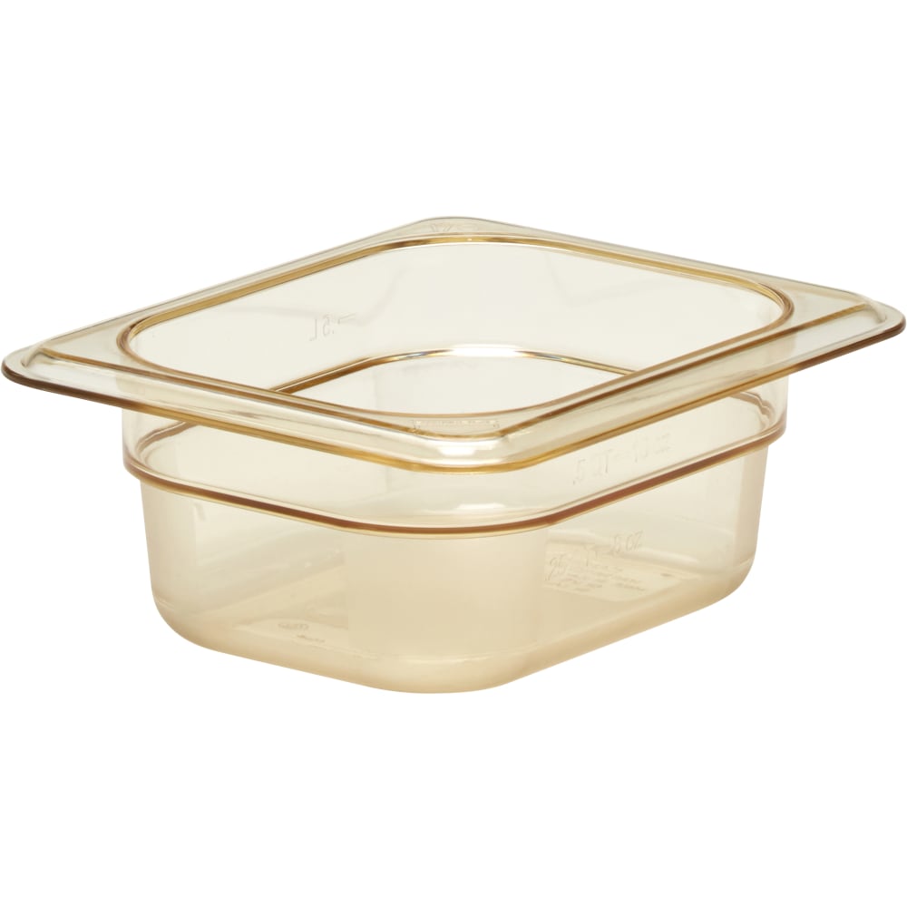Cambro H-Pan High-Heat GN 1/8 Food Pans, 2-1/2inH x 5-1/8inW x 6-5/16inD, Amber, Pack Of 6 Pans MPN:82HP150