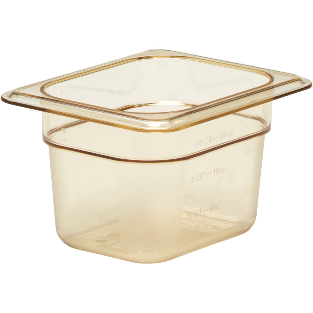 Cambro H-Pan High-Heat GN 1/8 Food Pans, 4inH x 5-1/8inW x 6-5/16inD, Amber, Pack Of 6 Pans MPN:84HP150