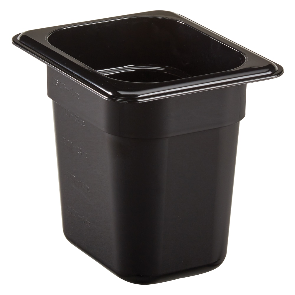 Cambro Camwear GN 1/8 Size 6in Food Pans, 6inH x 4-1/4inW x 6-5/16inD, Black, Set Of 6 Pans MPN:86CW110