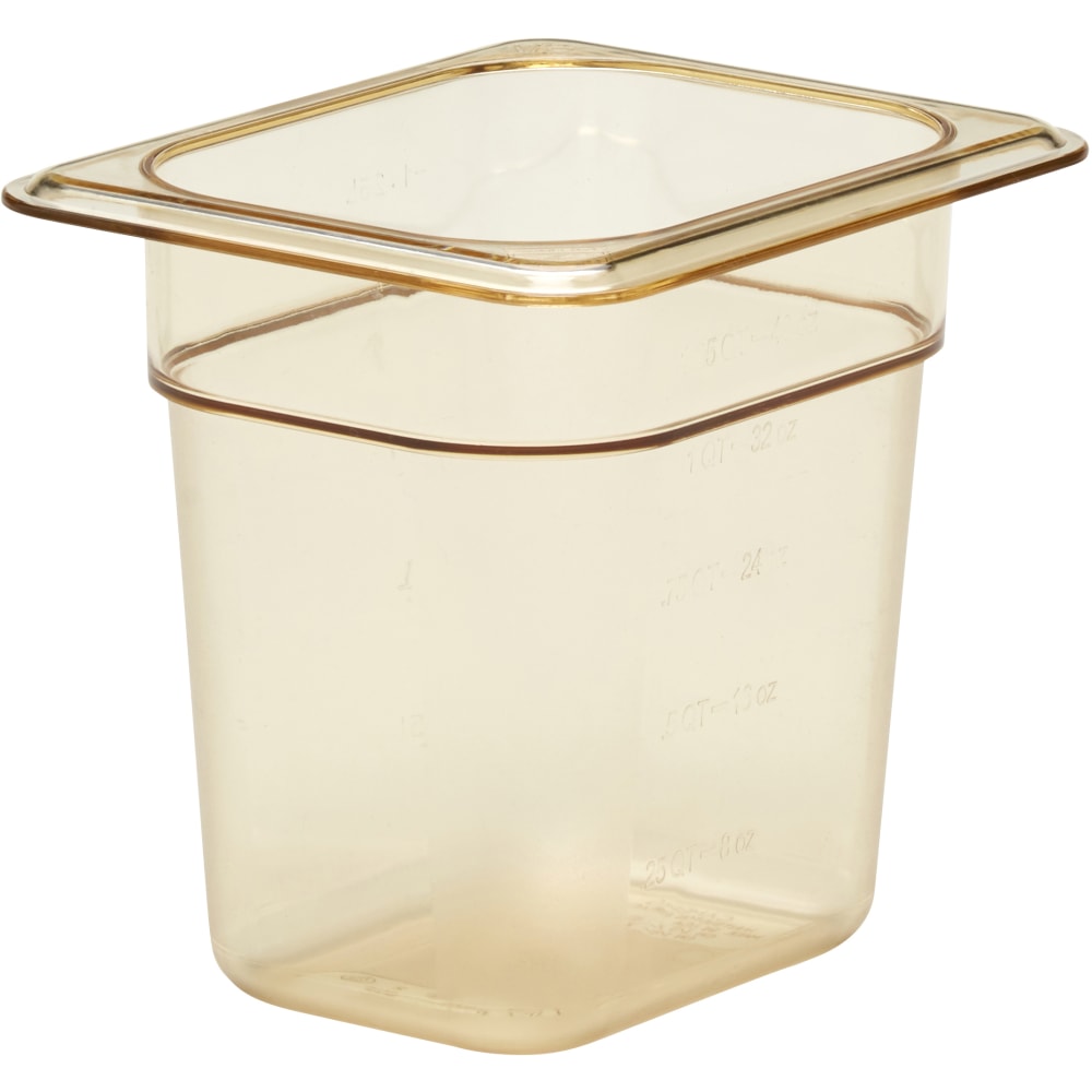 Cambro H-Pan High-Heat GN 1/8 Food Pans, 6inH x 5-3/16inW x 6-5/16inD, Amber, Pack Of 6 Pans MPN:86HP150