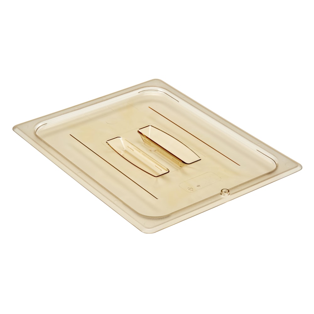 Cambro High Heat Half-Size H-Pan Lids With Handles, 12-3/4in x 10-7/16in, Amber, Case Of 6 Lids MPN:CAM20HPCH150.