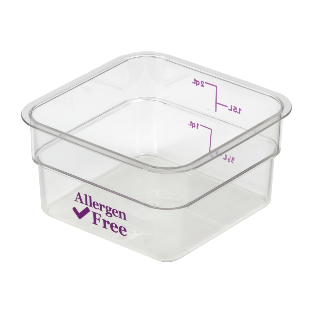 Cambro Camwear 2-Quart CamSquare Storage Containers, Allergen-Free Purple, Set Of 6 Containers MPN:CAM2SFSCW441