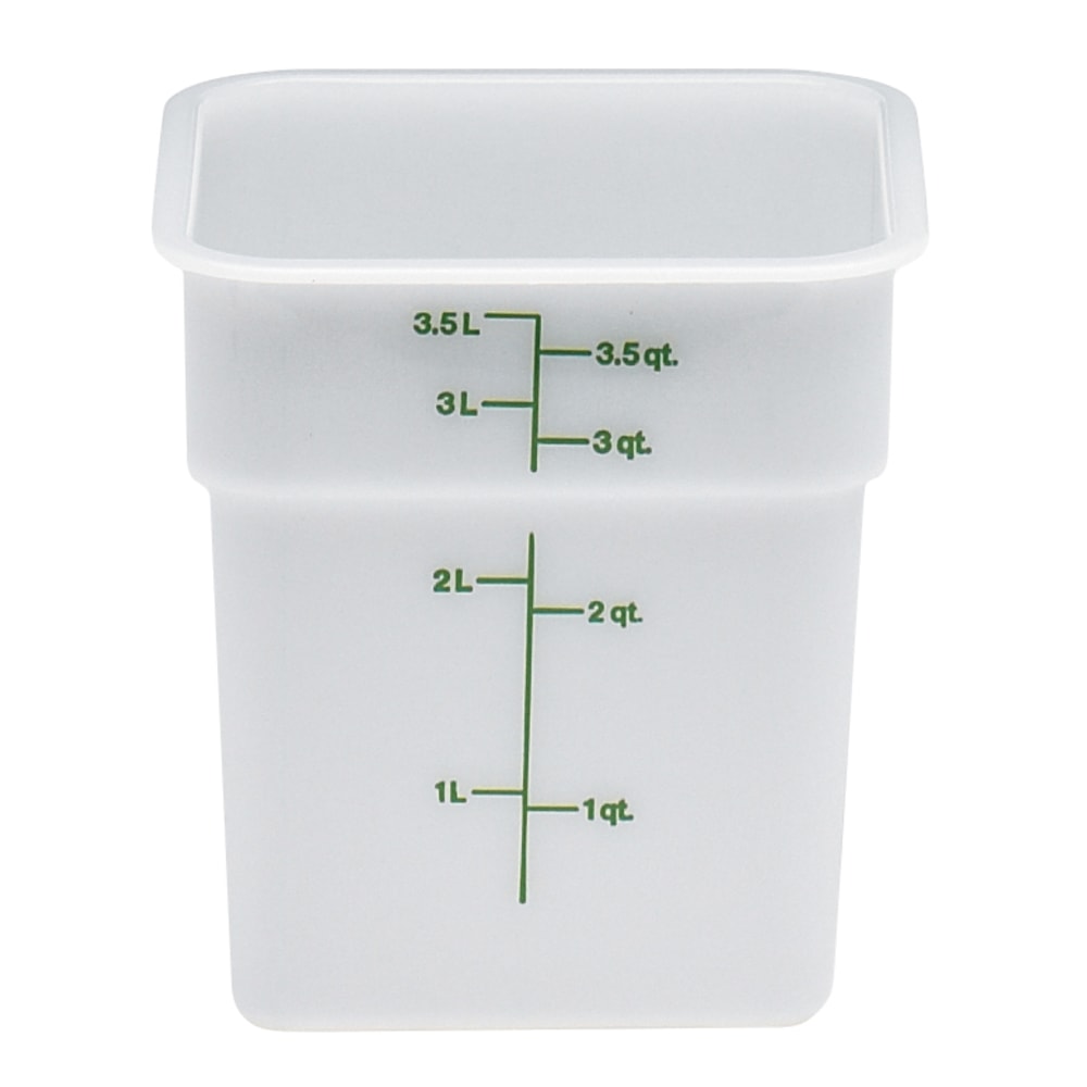 Cambro Poly CamSquare Food Storage Containers, 4 Qt, White, Pack Of 6 Containers MPN:CAM4SFSP148