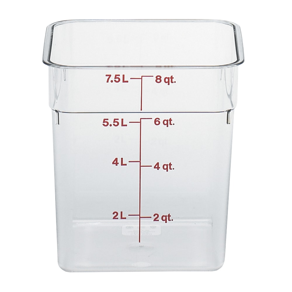 Cambro Camwear 8-Quart CamSquare Storage Containers, Clear, Set Of 6 Containers MPN:CAM8SFSCW135